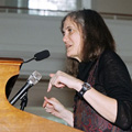 Amy Goodman giving a presentation