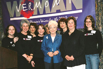 Vermont Woman Staff posing with Ann Richards