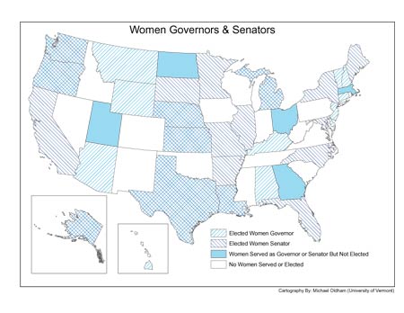 Map of Women Governors & Senators